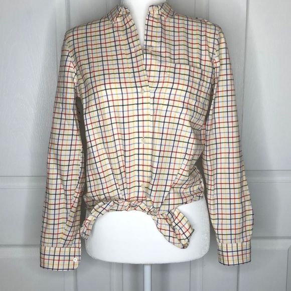 Madewell rainbow plaid button up top - Picture 2 of 8